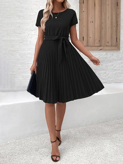 Altrosa Plisseekleid mit Gürtel - Marie