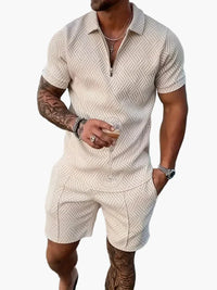 Set aus Polo und Shorts im lässigen Stil für Herren – Sommerliche entspannte Eleganz in Beige