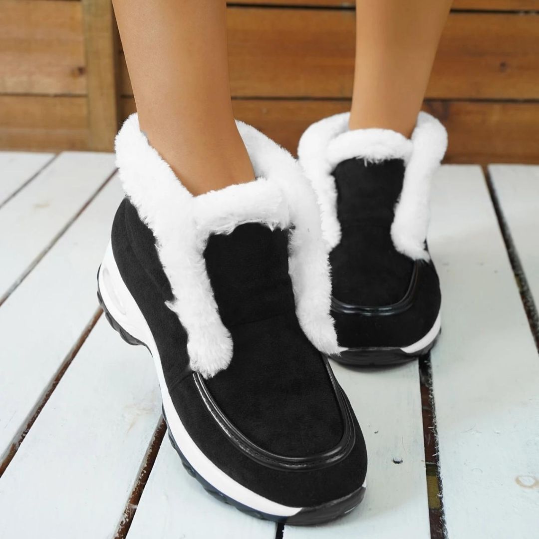 Lässige Vegan Leder Stiefeletten mit Wildlederoptik und Kunstfellfutter für Damen | Ideal für das tägliche Tragen
