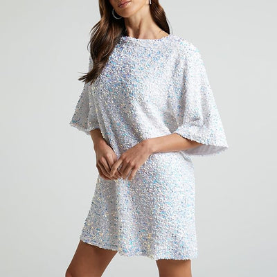 Normandi | Kleid mit Glitterpailletten und weiten Ärmeln