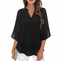 Brianna - Weit geschnittene Bluse mit eleganter Form in Schwarz