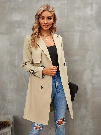 Eleganter Klassischer Doppelreihiger Trenchcoat für Damen | Ideal für den Winter