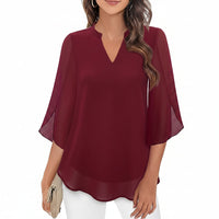 Brianna - Weit geschnittene Bluse mit eleganter Form in Burgunderrot