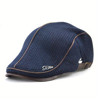Elias | Herren Strick-Barettmütze warm für Herbst und Winter in Marineblau