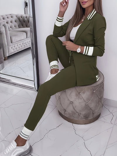 Stylisches Blazer Set mit langen Ärmeln und lässigen Hosen für Damen | Ideal für jeden Tag