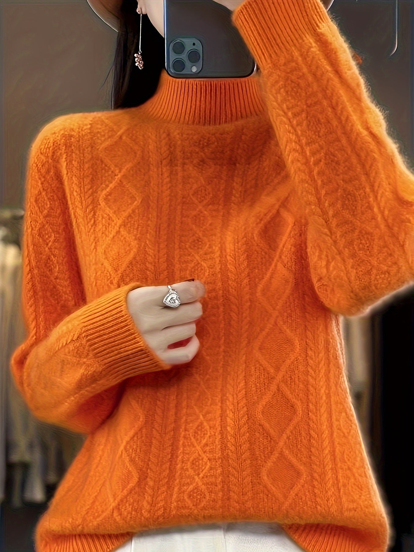 Bequemer Wollpullover aus Strick mit Langen Ärmeln für Damen | Ideal für den Winter