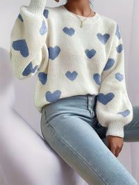 Herzgestrickter Pullover für Damen im lässigen Stil - Lumezia in Blau