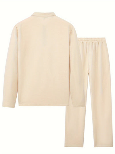 Lässiger Lockerer Baumwolle Trainingsanzug mit Reissverschluss, Taschen und Kordelzughose für Herren | Perfekt für Outdoor-Aktivitäten