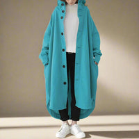 Cailyn - Bequemer langer Trenchcoat in Blau
