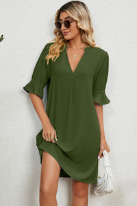 Flora | Damen Kleid Entspannt Komfort Casual Feminin Sommer Leicht in Grün