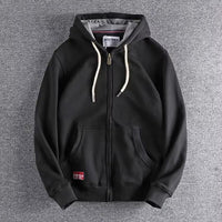 Max | Herren Zip-Hoodie Fleece Kapuzenpullover Casual in Schwarz