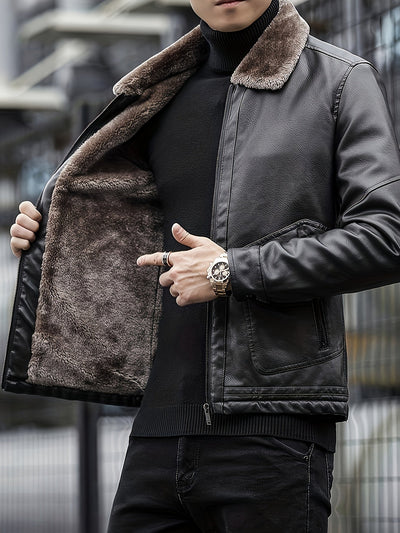 Casual gesteppte Winterjacke mit Plüschkapuzen-Design für Herren | Ideal für den Winter