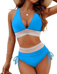 Robyn – Hochgeschnittene Bikinis mit Trendigem Design in See Blau