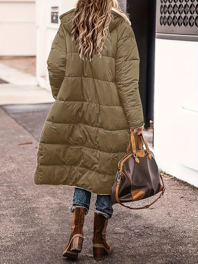 Elegante Lange Fleece Stepp Winterjacke für Damen | Ideal für den Winter