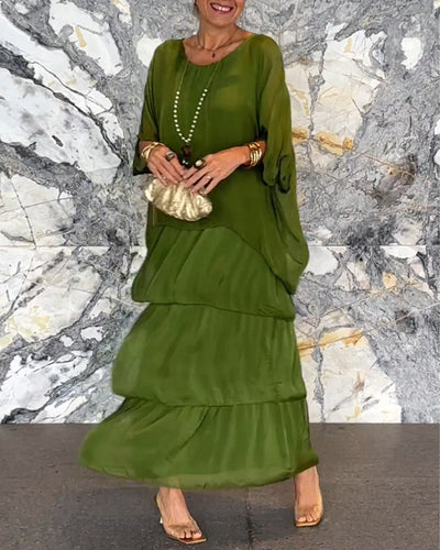 Sidonie - Elegantes Damenkleid mit Puffärmeln und Lagen-Design