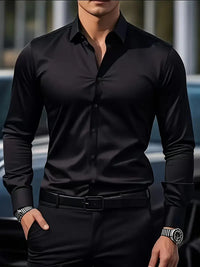 Luca | Herren Business Hemd Klassisch Langarm Elegant Büro Zeitlos in Schwarz