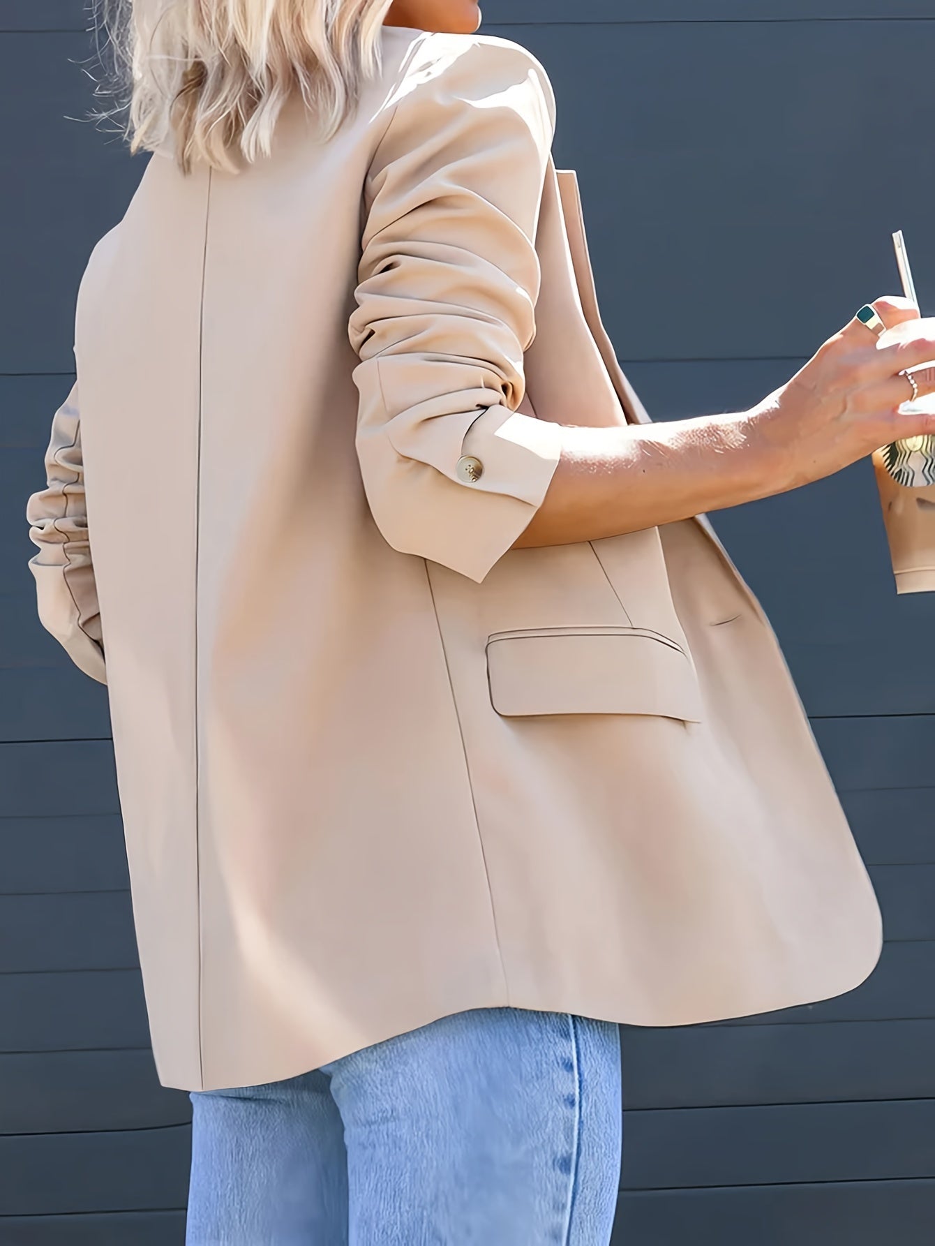 Lässiger Blazer Mit Reverskragen Und Knopfverschluss Für Damen |  Ideal für das tägliche Tragen