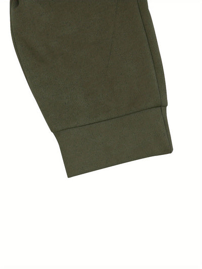 Lässiger Einfarbiger Baumwolle Trainingsanzug mit Knopfleiste, Hemd und Hose für Herren | Perfekt für Outdoor-Aktivitäten