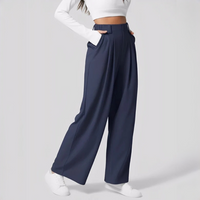 Montana - Bequeme Hose mit weitem Bein in Dunkelblau