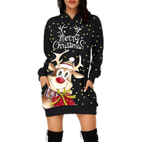 Georgia - Elegantes Weihnachtskapuzenkleid für Damen in Schwarz / Braun