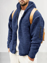 Kapuzenjacke aus Thermofleece - DAVIS in Marineblau
