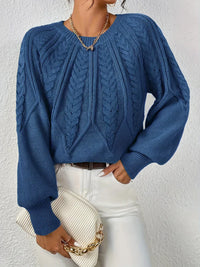 SAVINA – Strickweste mit floralem Muster in Blau