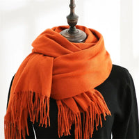 Designer-Schal mit Quasten | Warmer und weicher Kaschmir in Orange