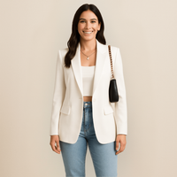 Charlotte | Damen Blazer Tailliert Revers Elegant Business Professionell in Weiß