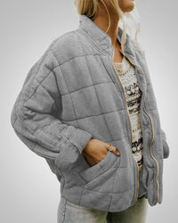 Claudia | Damen Oversized Lässiger Zeitloser Jacke in Grau