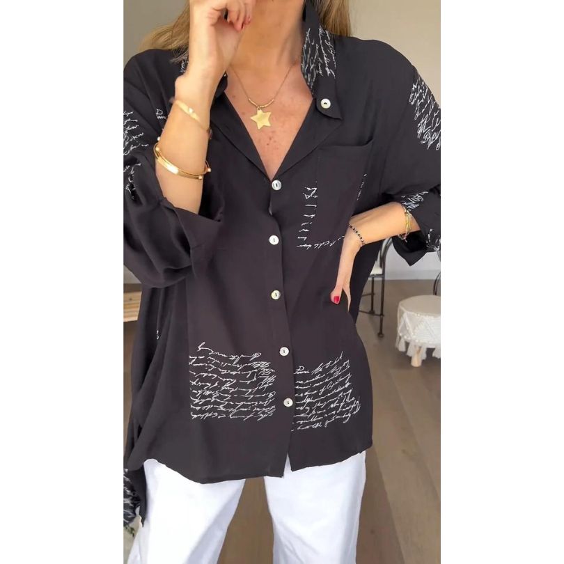 Broznan® | Stylische Bluse mit Buchstaben-Print