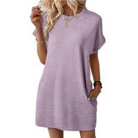 Clariss | Damen T-Shirt Kleid Kurzarm Rundhals Mini Sommer in Helllila