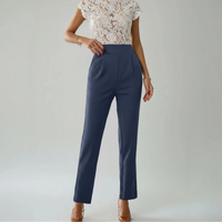 Léa | Damen Hose Hoher Bund Cropped Elegant Modern Business Chic in Blau