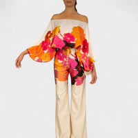 Céline | Damen Festlicher Sommer Midi Zweiteiler Elegant Koordiniert in Orange
