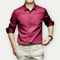 Bügel- und knitterfreie Herrenhemd im modernen Slim Fit in Rot