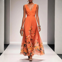 Britta | Damen Florales Maxikleid Hochzeitsgast Romantic Elegant Sommer in Orange