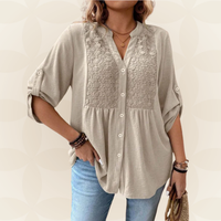 RENATE – Bluse Mit V Ausschnitt Und Knöpfen in Khaki