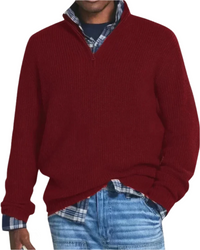 Diego | Sportiver Strickpullover mit Reißverschluss in rot