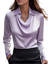 Dionne | Damen Satinbluse Langarm Elegant Luxuriös Business Feminin in Lila