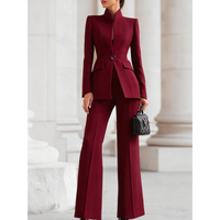 Constance | Damen Hosenanzug Stehkragen Blazer Loose Fit Modern Elegant in Rot