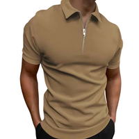 GREGORIO | MODERNES POLO MIT HALBHOHEM REISSVERSCHLUSS in Khaki