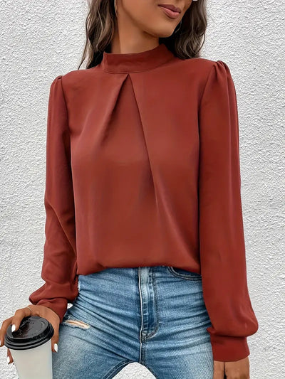 Brownlee® | Schlichte, elegante Bluse mit Rollkragen und Puffärmeln