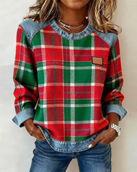Célia – Sweatshirt „Patchwork Daring“ in Rot
