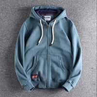 Max | Herren Zip-Hoodie Fleece Kapuzenpullover Casual in Türkisblau