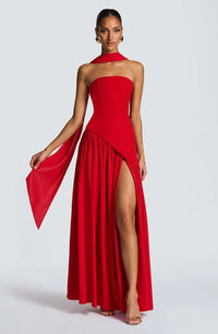 Elfriede | Brautmutterkleid ärmelloses A-Linien Maxi-Abendkleid mit Beinschlitz in 4