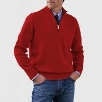 Ben | Modischer Warmer Pullover Mit Halbem Reißverschluss in Rot