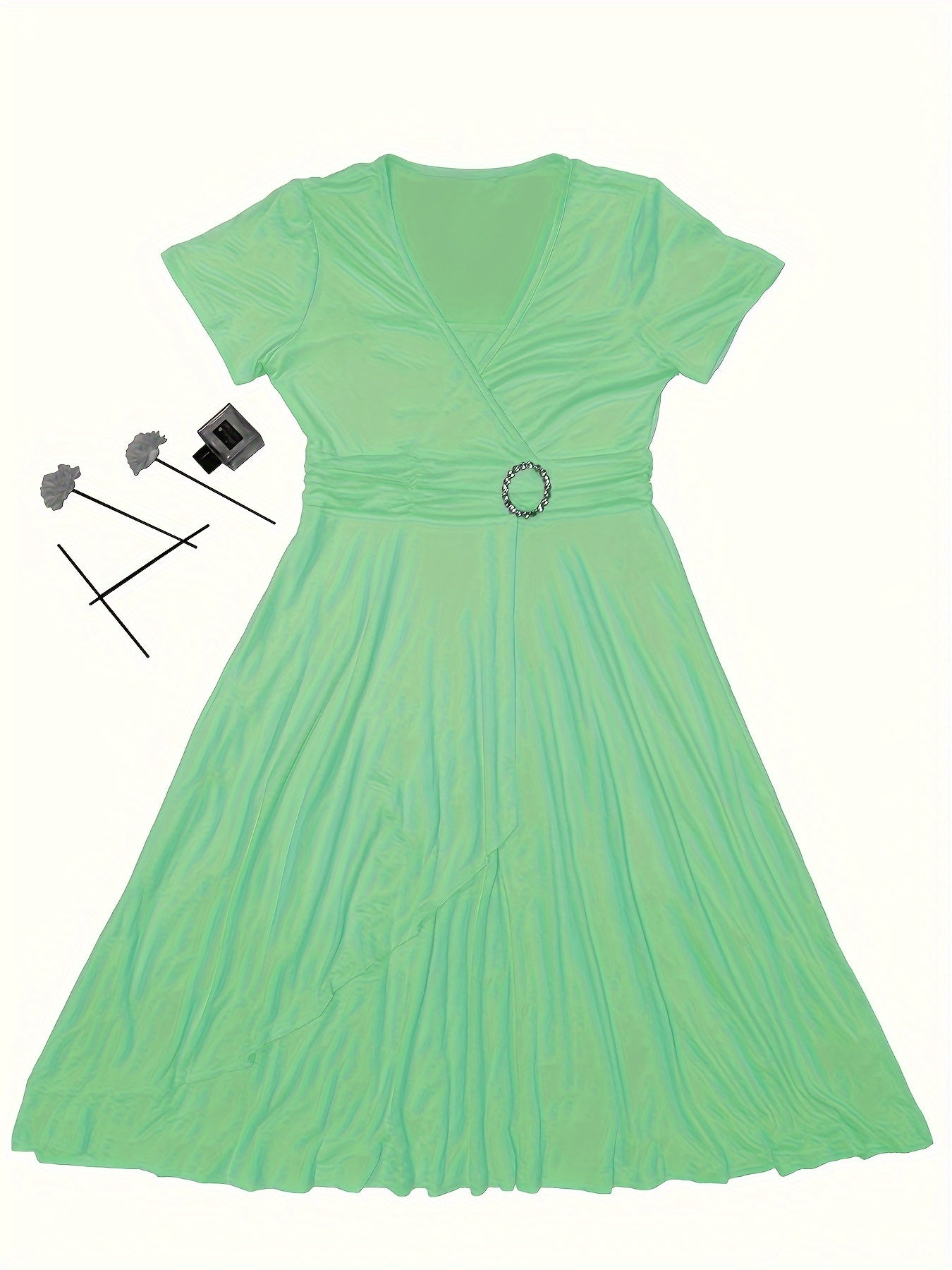 Stilvolles Baumwollkleid mit schmaler Passform, asymmetrischem Saum und Bindegürtel für Damen | Ideal für den Sommer