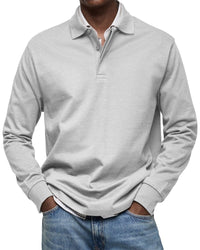 Felix | Luxus Langarm-Poloshirt in weiß