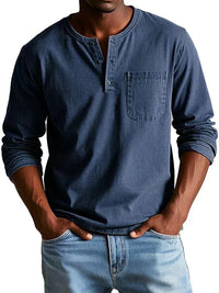 Philipp | Herren Lässiges Henley Shirt in Marineblau