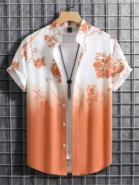 Tropisches 3D-Blumen-Hawaii-Hemd – Stil und Komfort in einem in Weiß Orange