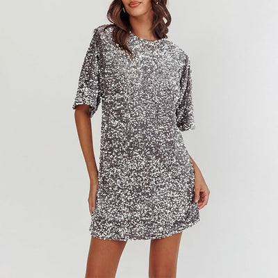 Normandi | Kleid mit Glitterpailletten und weiten Ärmeln
